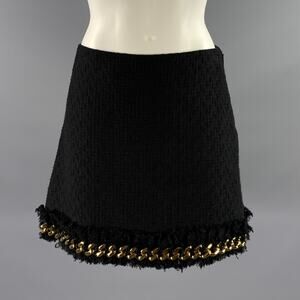 VERSACE Size 2 Black Gold Cotton Chain Mini Skirt